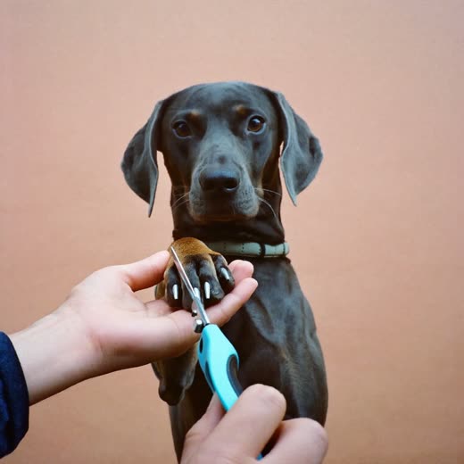 A dog's paw held for a nail trim